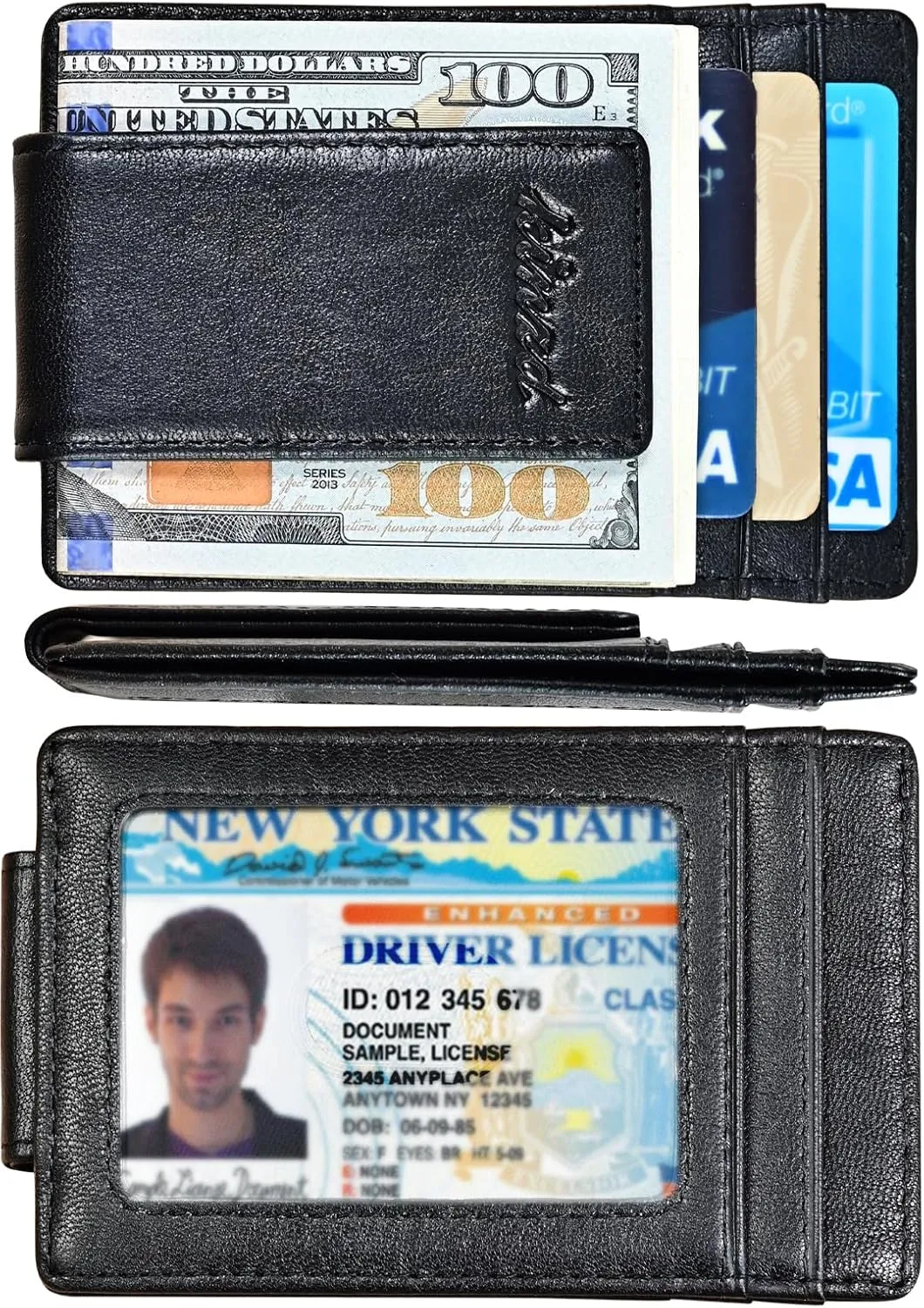 kinzd Money Clip, Front Pocket Wallet, Leather RFID Blocking Strong Magnet thin Wallet