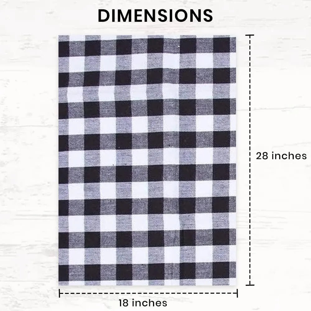 Kitchen Towels Black Classic Dish Towels Dishcloths |Gingham Checks Pantry Kitchen Drying Hand Towels Reusable Cotton 18x28 Inch Towel Spring Decorative Set of 6