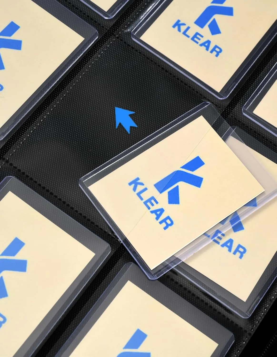 KLEAR Top Loader Binder, Holds 288 Top Loaders, Include 18 Top Loaders and 100 Tabbed Card Sleeves, 9 Pocket Toploader Binders for 3" x 4" Toploader, Zipper and Ringless Trading Card Binder(Blue)