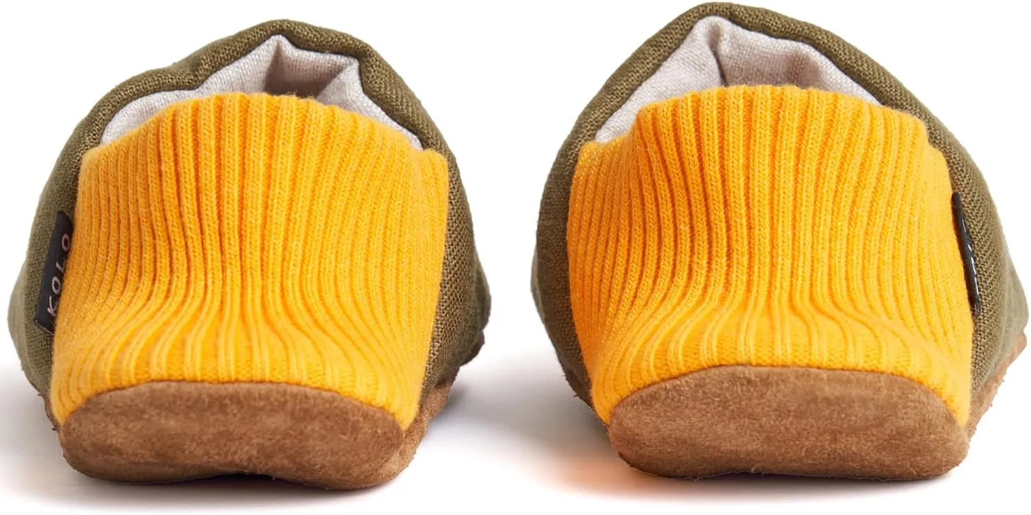 Kolo Linen House Shoes, Ultra-Soft Lining, Camel Suede Sole, For Men and Women