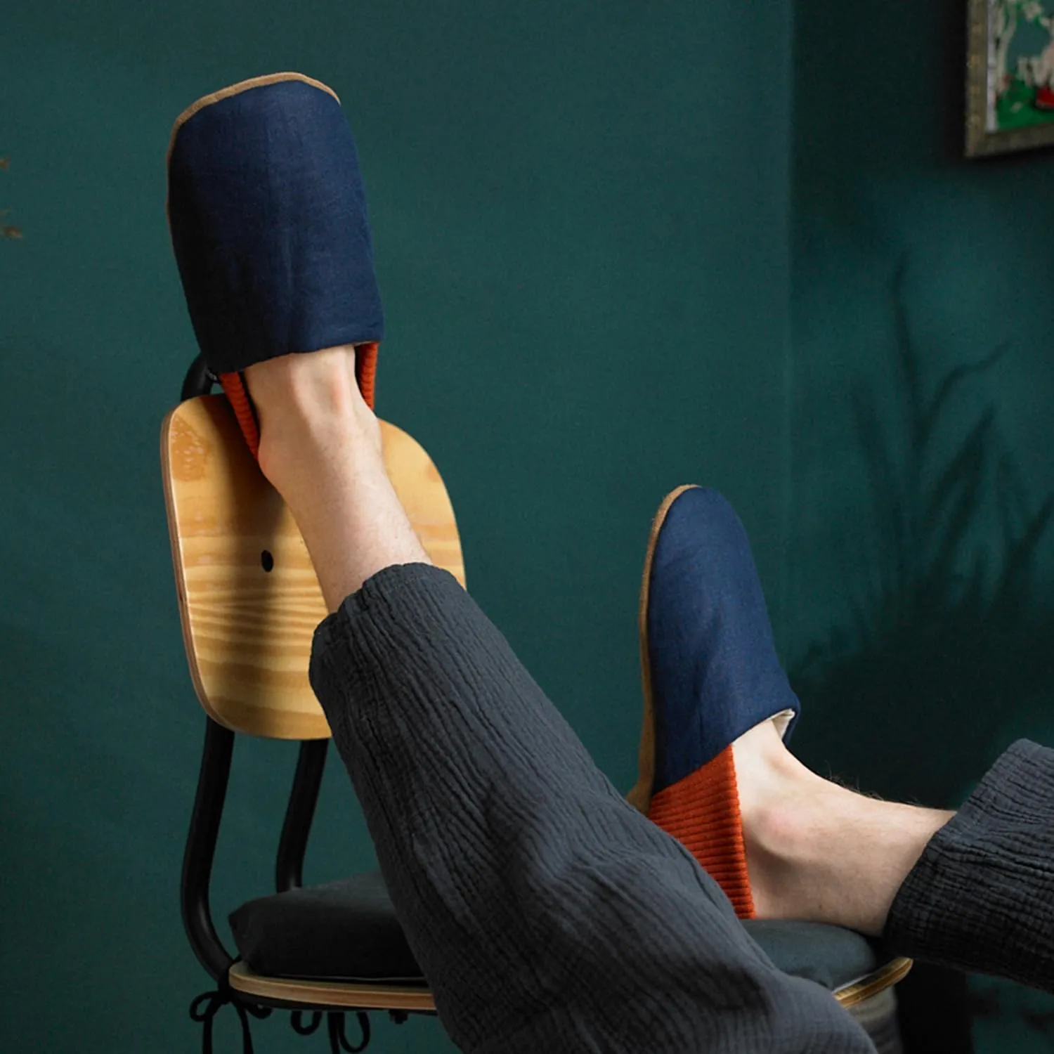 Kolo Linen House Shoes, Ultra-Soft Lining, Camel Suede Sole, For Men and Women