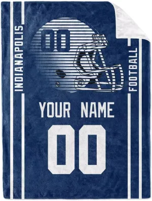 KREDE Indianapolis Baby Blanket for Baby Boy Girl Custom Name and Number Throw Blanket Gifts
