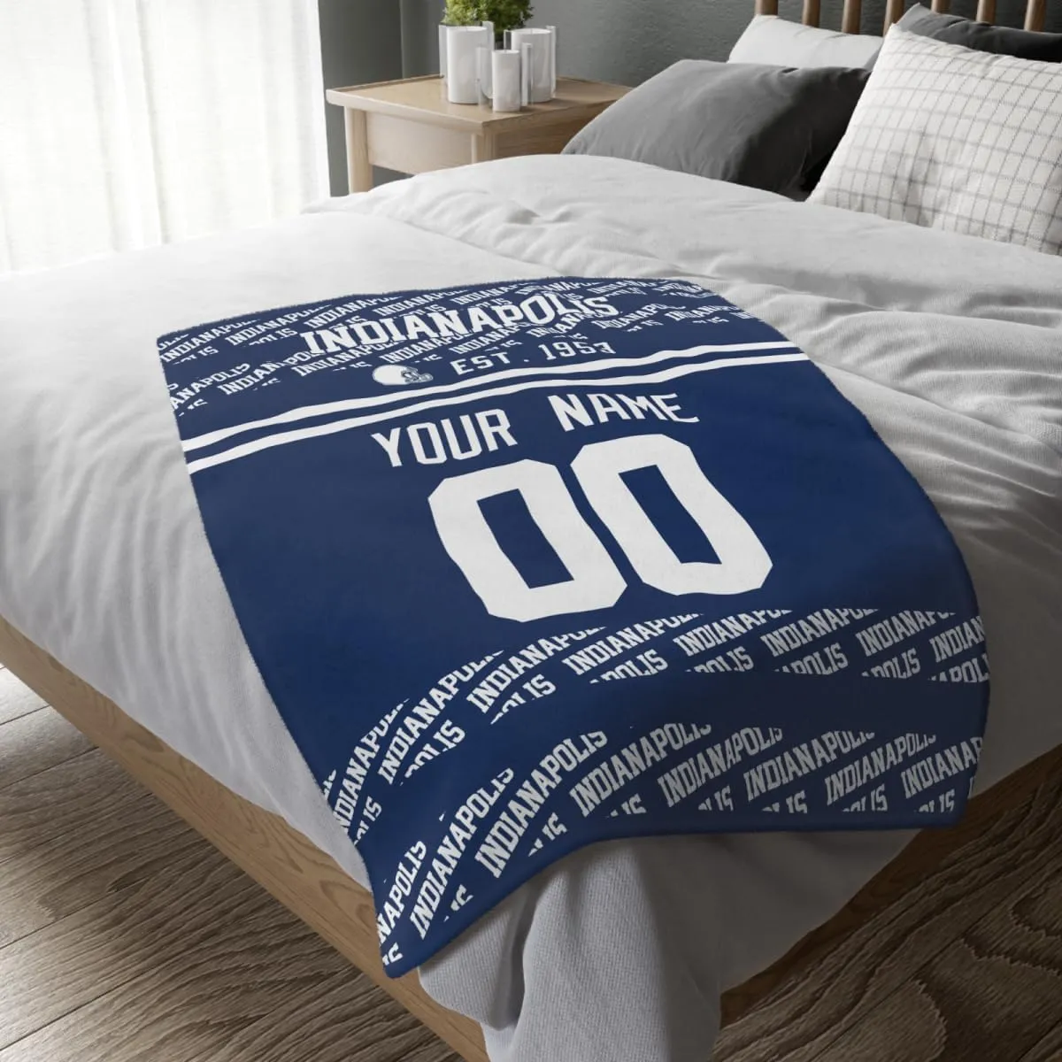 KREDE Indianapolis Throw Blanket for Baby Boy Girl Gifts Custom Name and Number