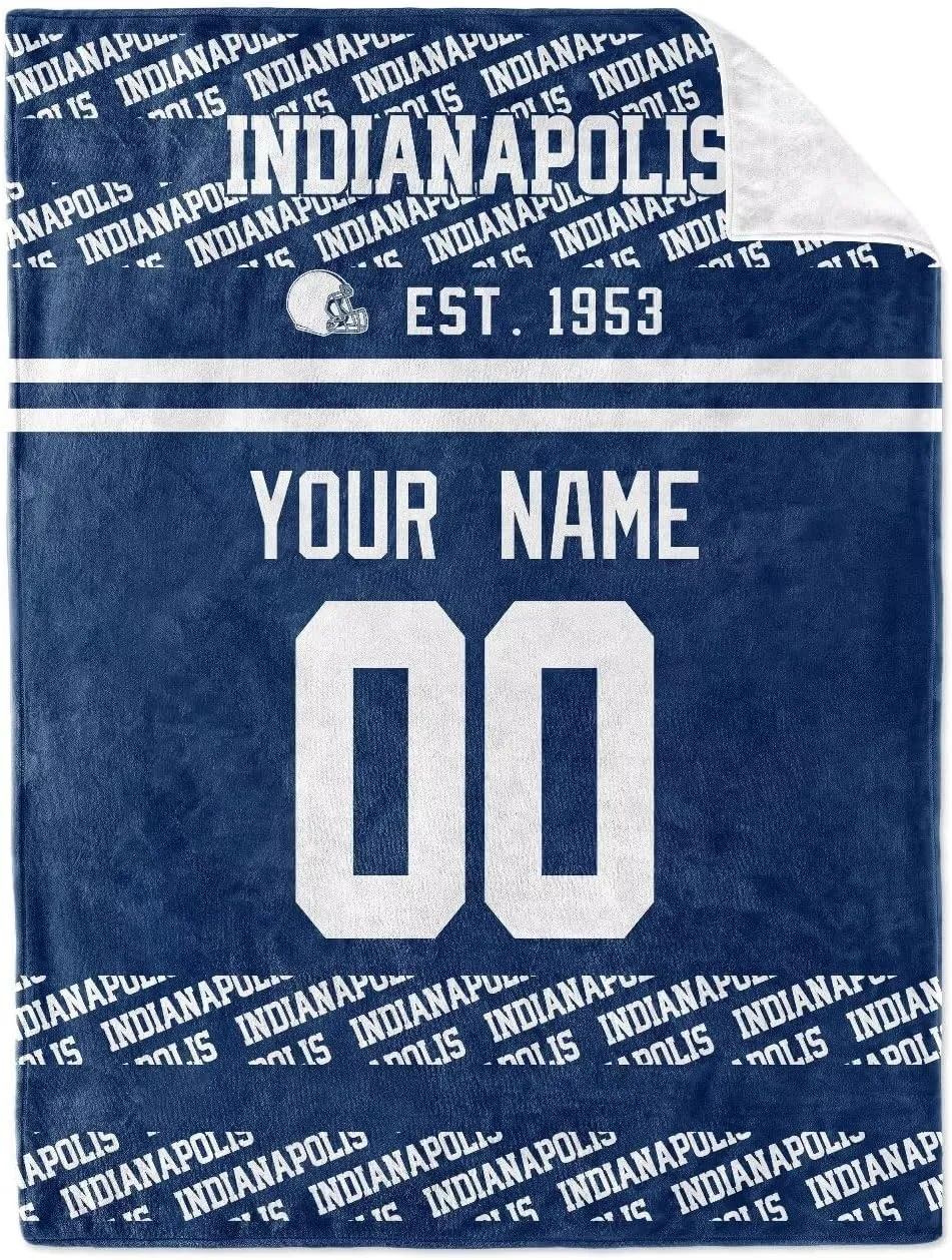 KREDE Indianapolis Throw Blanket for Baby Boy Girl Gifts Custom Name and Number