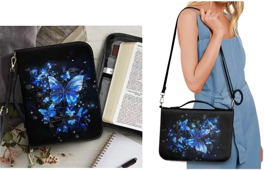 Kuiaobaty Bible Cover Protection PU Leather Bible Carrying Bag Thicken Bible Protective Holder