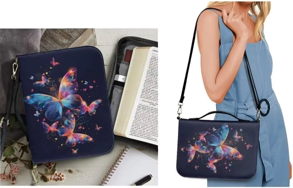 Kuiaobaty Bible Cover Protection PU Leather Bible Carrying Bag Thicken Bible Protective Holder