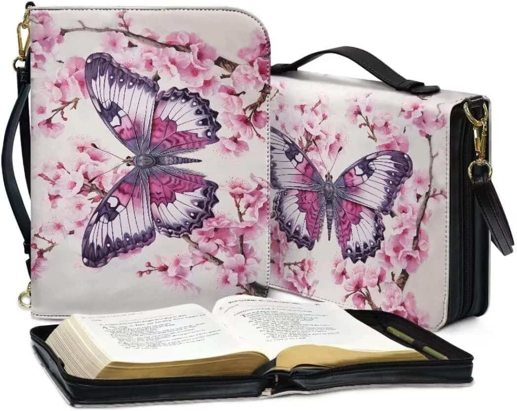 Kuiaobaty Bible Protective Case Holy Bible Carrying Bag Zipper PU Leather Bible Tote Bag