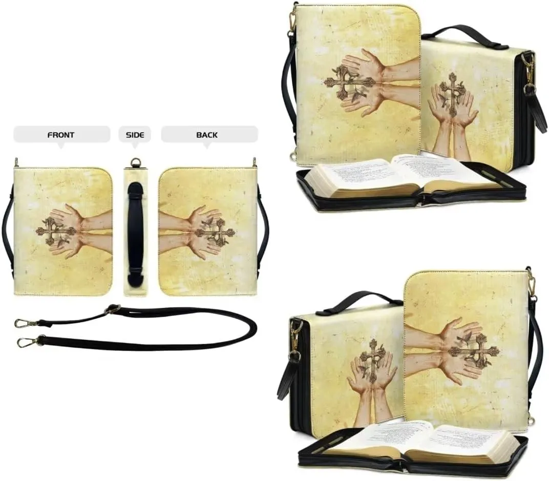 Kuiaobaty Bible Protective Case PU Leather Bible Cover Zipper Bible Carrying Bag for Church