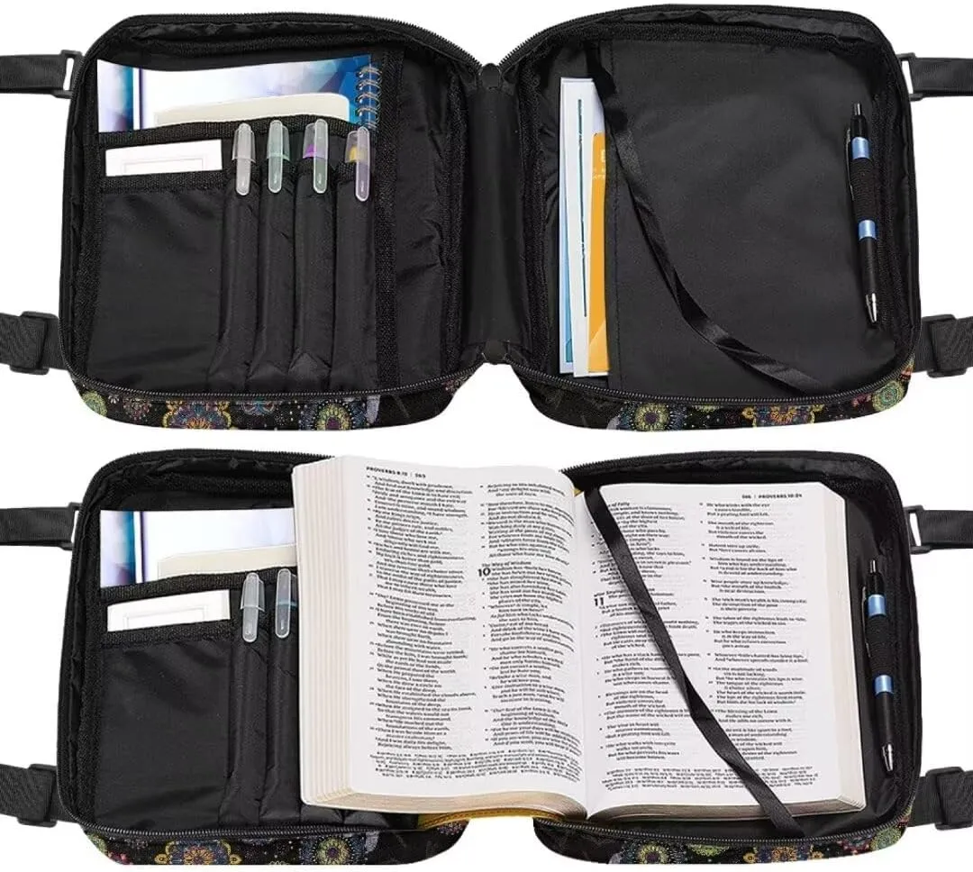 Kuiaobaty Dragonfly Women's Bible Cover for Church Bag Stylish Crossbody Bible Bag with Pockets High-Capacity Bible Case with Strap Portable Bible Organizer Case for Christian Gift for Birthday