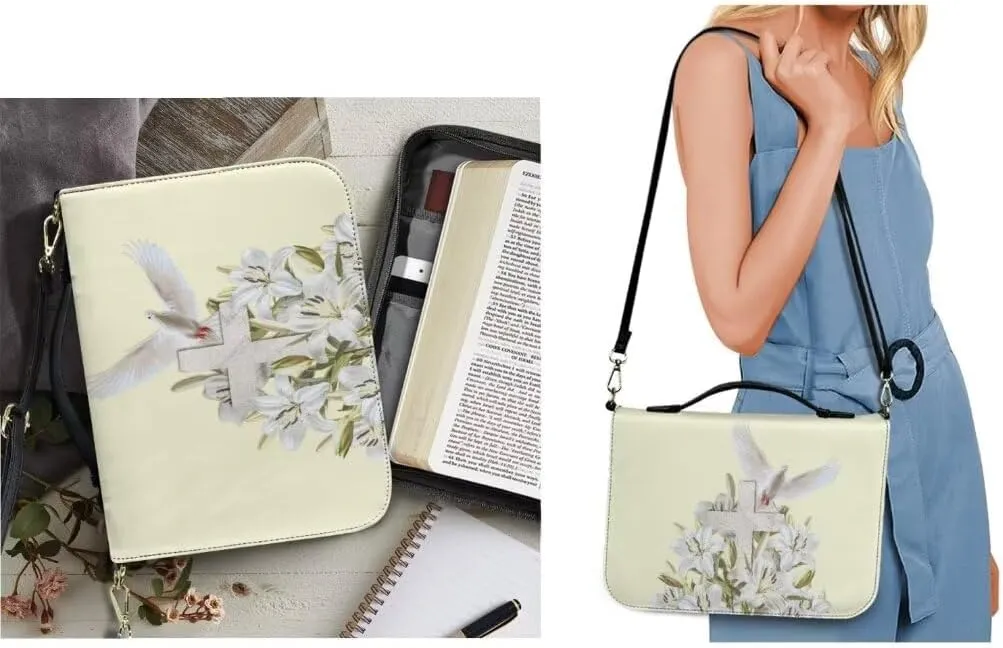 Kuiaobaty Large Bible Covers for Women PU Leather Bible Carrying Bag Thicken Bible Bag Set