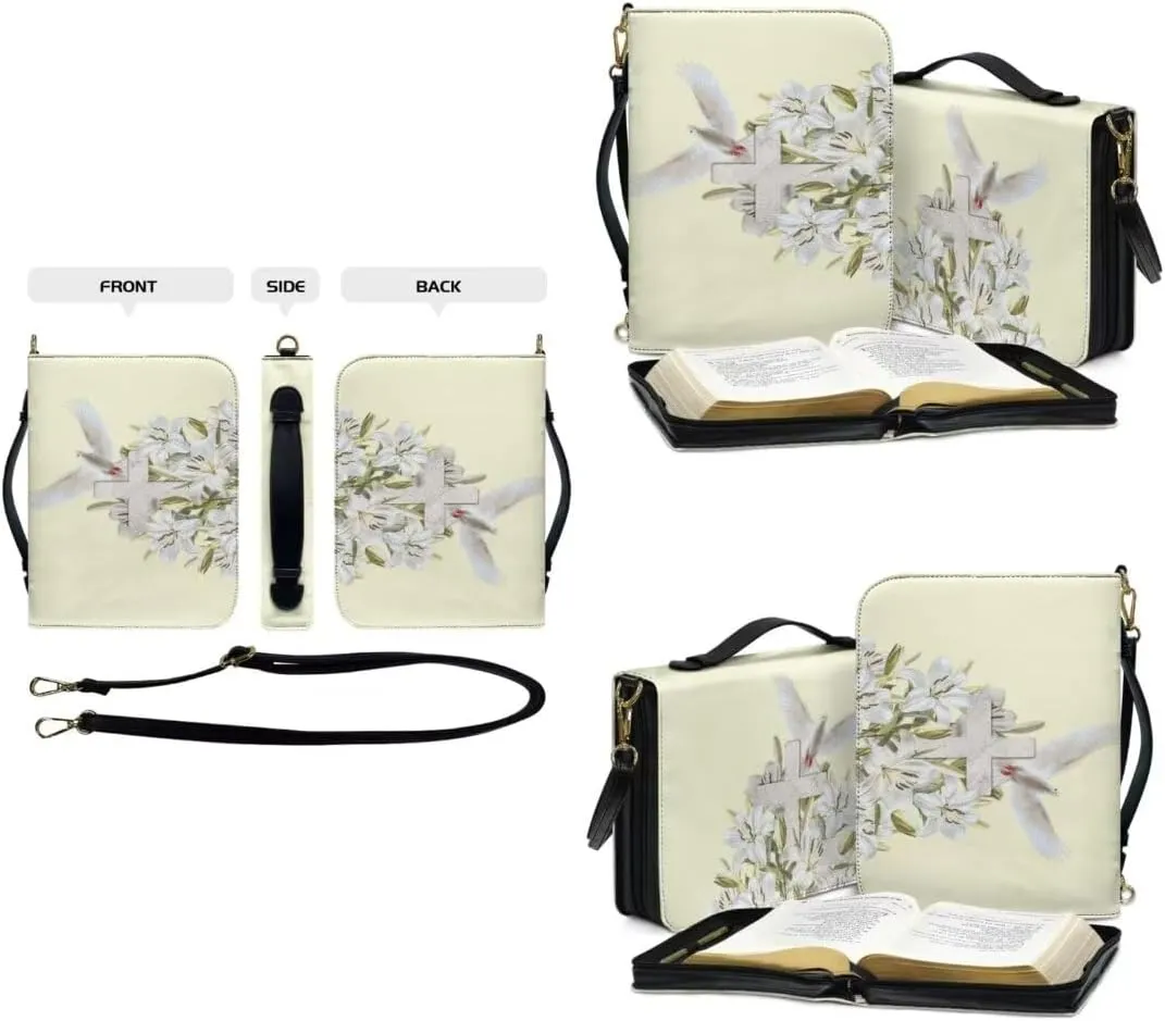 Kuiaobaty Large Bible Covers for Women PU Leather Bible Carrying Bag Thicken Bible Bag Set