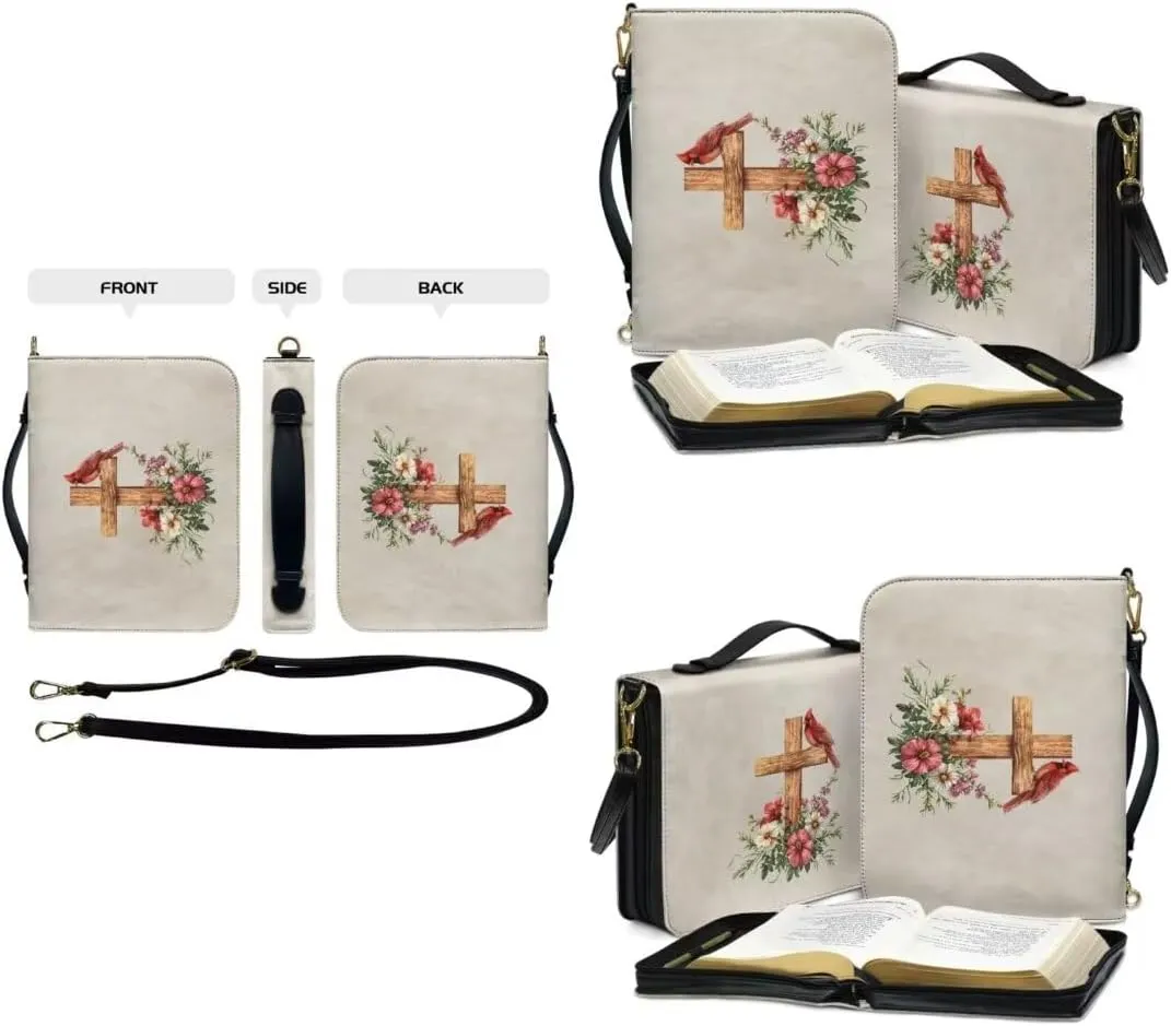 Kuiaobaty Large Bible Covers for Women PU Leather Bible Holder Case Zipper Bible Carring Bag