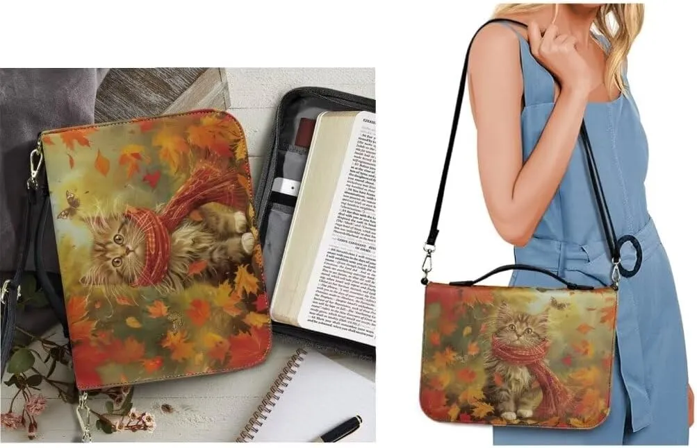 Kuiaobaty Large Bible Covers for Women PU Leather Bible Holder Case Zipper Bible Carring Bag
