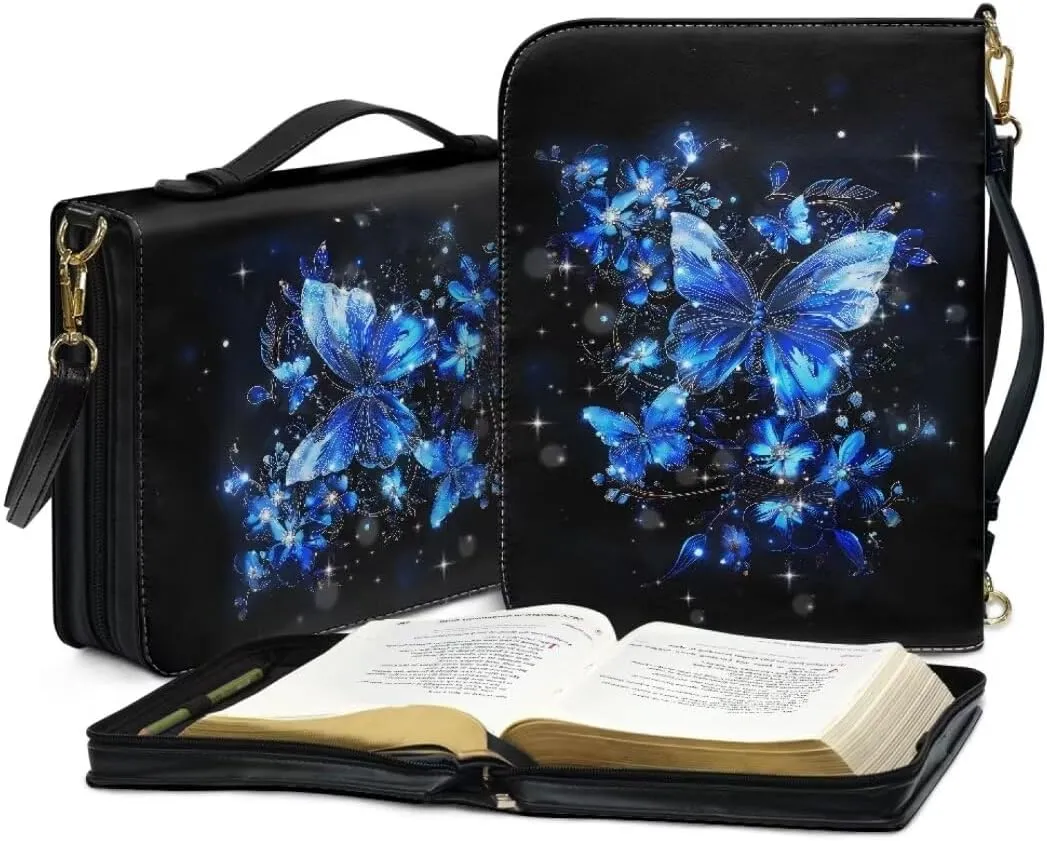 Kuiaobaty PU Leather Bible Cover Solemn Bible Carrying Bag Large Bible Cover Case