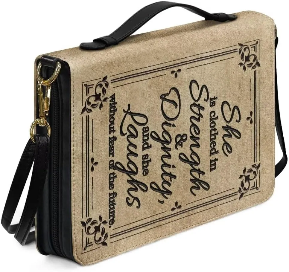 Kuiaobaty PU Leather Bible Cover Solemn Bible Carrying Bag Large Bible Cover Case