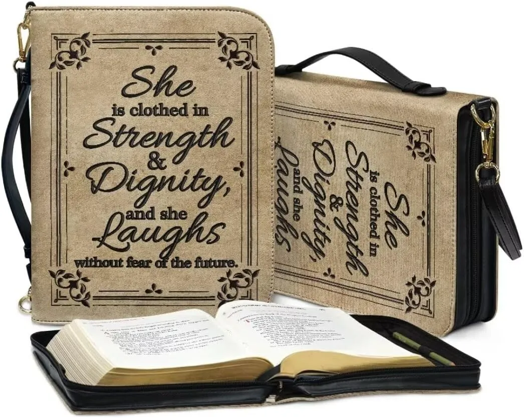 Kuiaobaty PU Leather Bible Cover Solemn Bible Carrying Bag Large Bible Cover Case