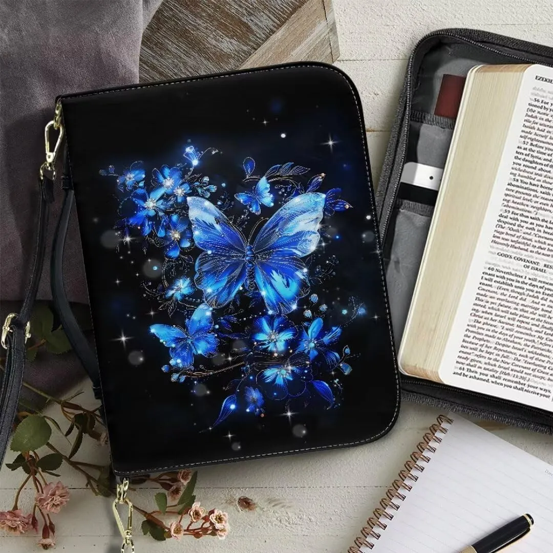 Kuiaobaty PU Leather Bible Cover Solemn Bible Carrying Bag Large Bible Cover Case