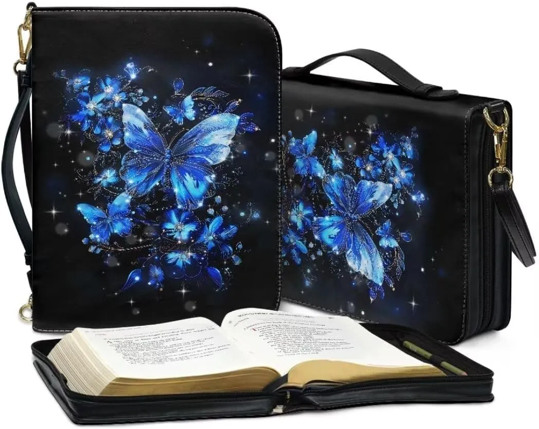 Kuiaobaty PU Leather Bible Cover Solemn Bible Carrying Bag Large Bible Cover Case