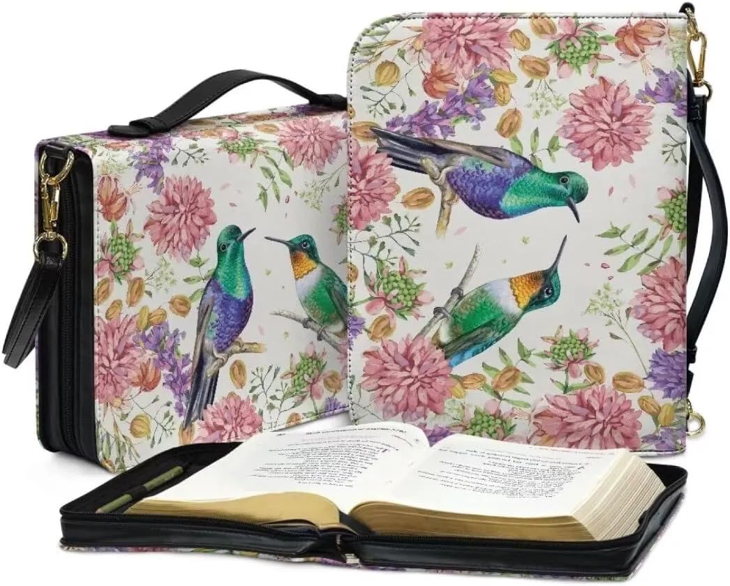 Kuiaobaty Women's Bible Cover PU Leather Bible Tote Bag Fathful Bible Protective Case