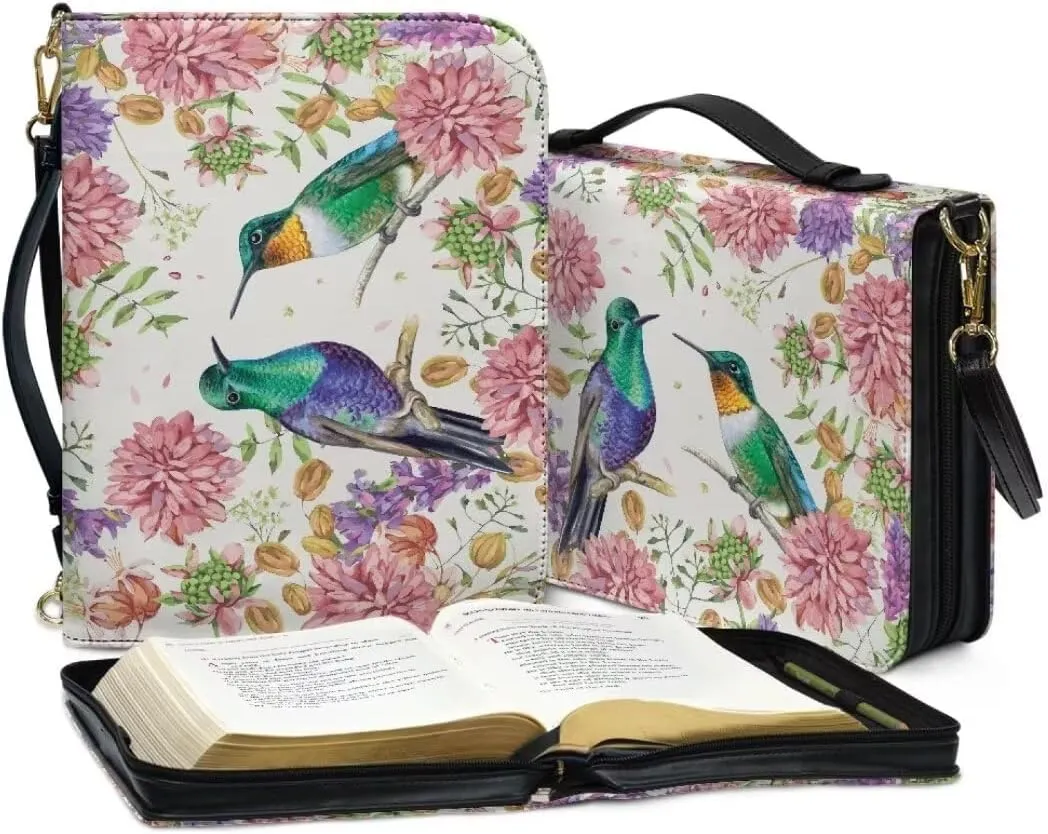 Kuiaobaty Women's Bible Cover PU Leather Bible Tote Bag Fathful Bible Protective Case