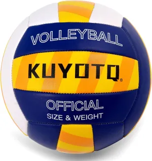 KUYOTQ Outdoor Beach Volleyball, 3MM Thickened Surface Soft Leather Volleyball for Youth Mens,Beach Play,Game, in&Outdoor Training (Official Size,Deflated)