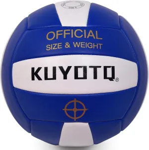 KUYOTQ Outdoor Beach Volleyball, 3MM Thickened Surface Soft Leather Volleyball for Youth Mens,Beach Play,Game, in&Outdoor Training (Official Size,Deflated)