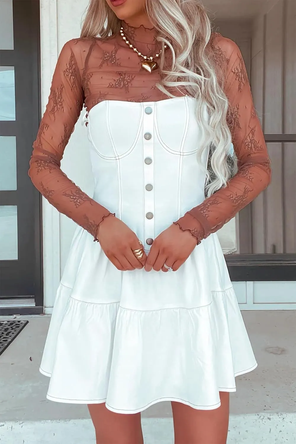 Lace Tops for Women Long Sleeve Mock Neck Mesh Top Sexy Sheer Shirts See Through Floral Blouses