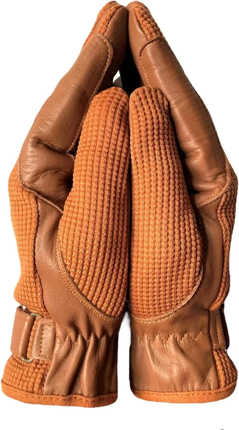 Ladies Horse Riding Women's Gloves Equestrian Real Leather & Cotton Premium Quality in TAN