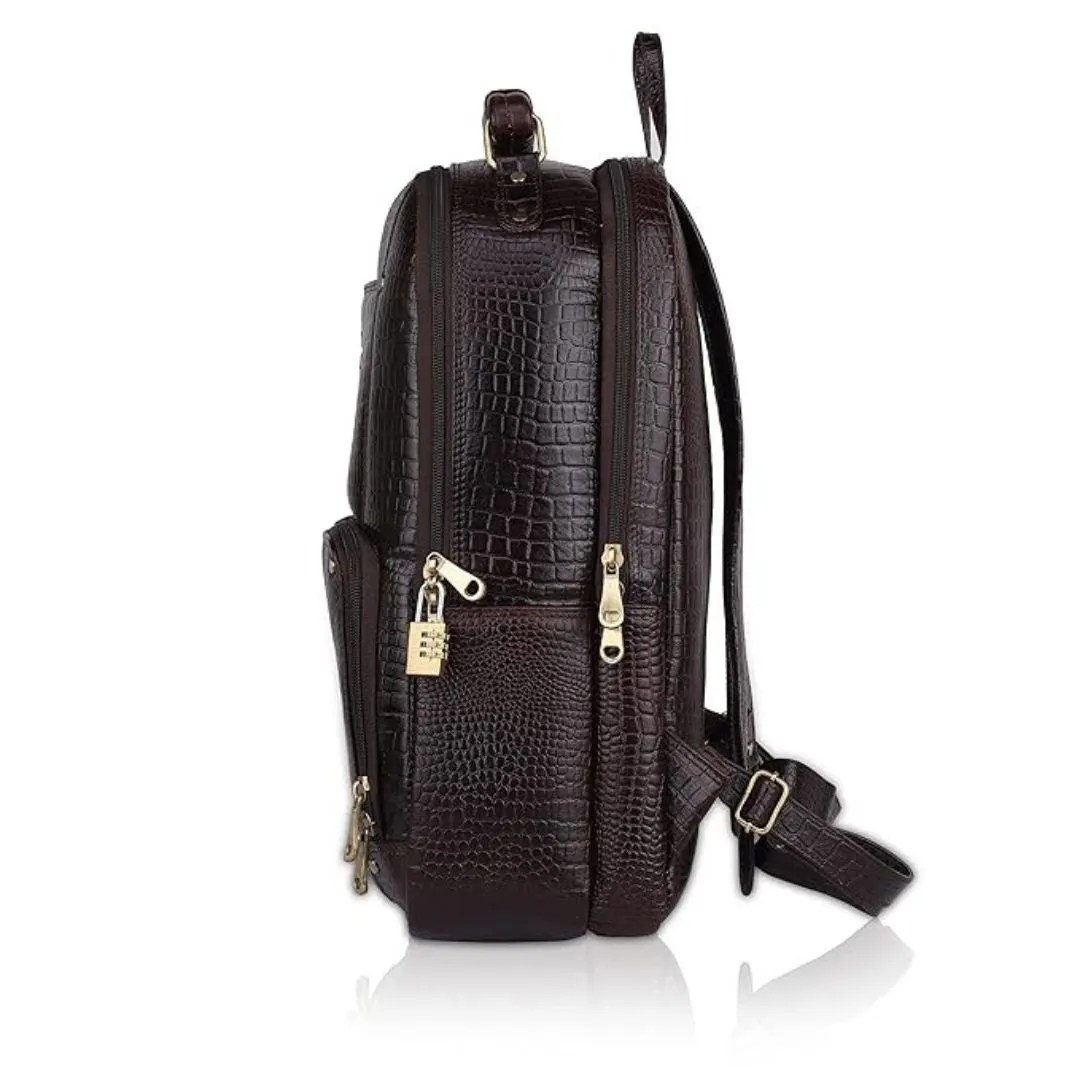Laksh Croco Genuine Leather Backpack Hive