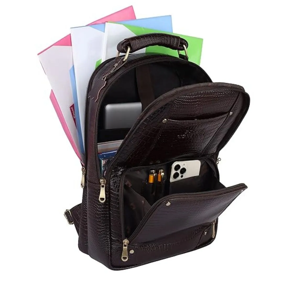 Laksh Croco Genuine Leather Backpack Hive