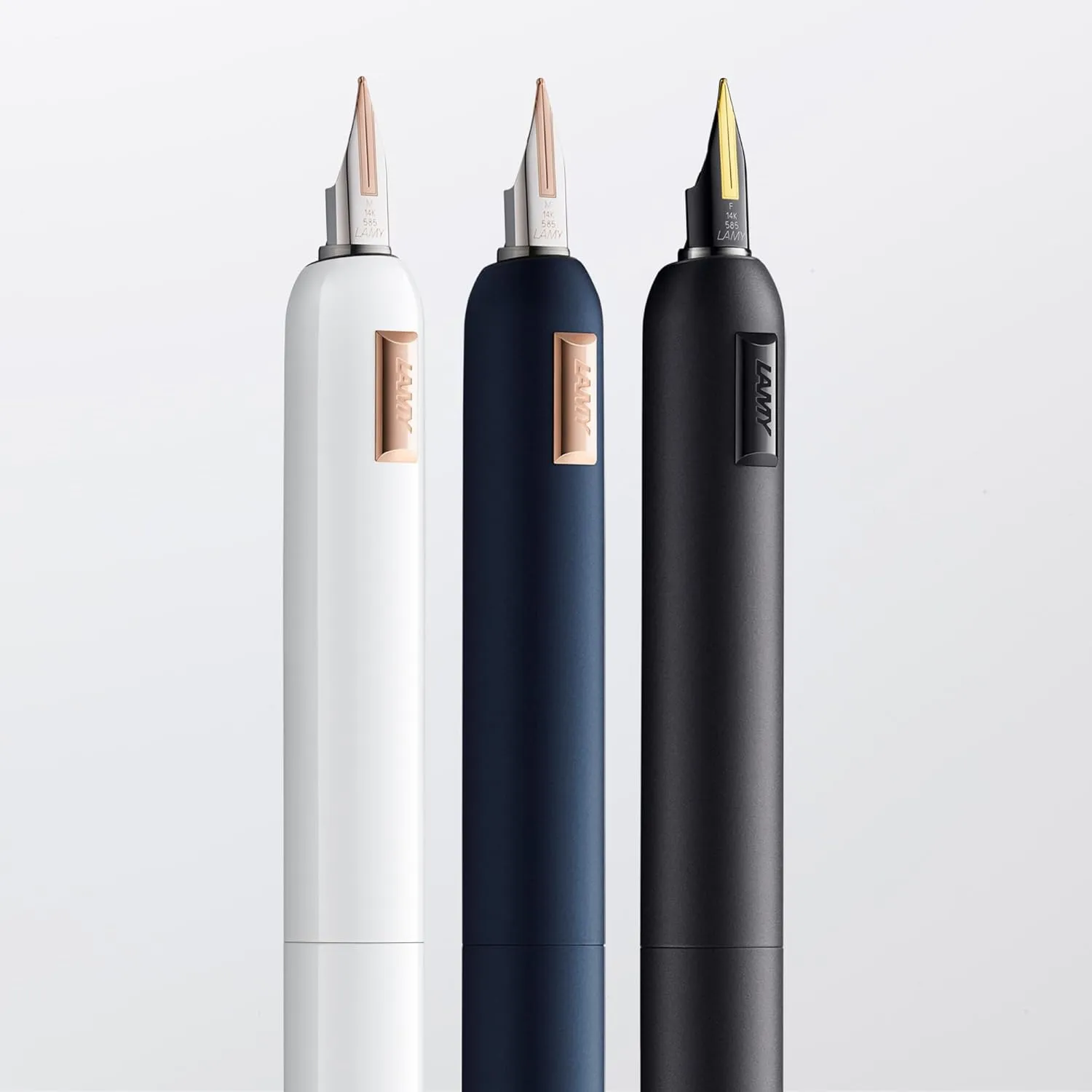 LAMY dialog cc Fountain Pen 081 in Matte Blue Lacquer Finish with Twist Mechanism 14 Carat Bi-Colour Rose Gold Nib in B Includes 5 Packet Lamy T 10 Blue Cartridge Converter Z 27 and Leather Case