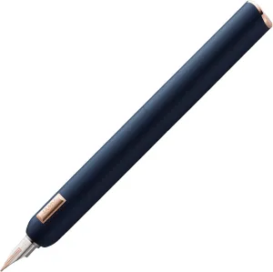 LAMY dialog cc Fountain Pen 081 in Matte Blue Lacquer Finish with Twist Mechanism 14 Carat Bi-Colour Rose Gold Nib in B Includes 5 Packet Lamy T 10 Blue Cartridge Converter Z 27 and Leather Case