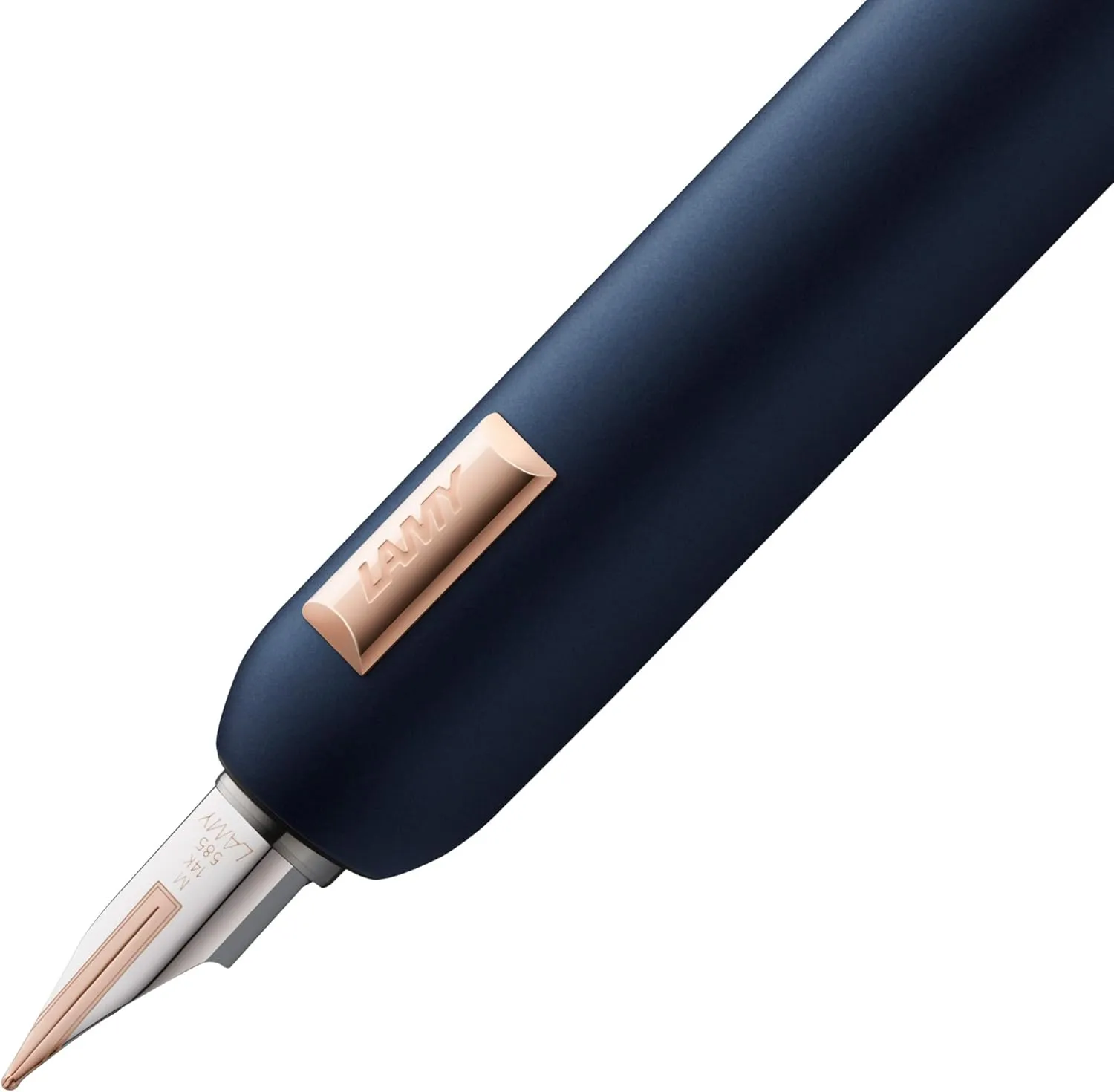 LAMY dialog cc Fountain Pen 081 in Matte Blue Lacquer Finish with Twist Mechanism 14 Carat Bi-Colour Rose Gold Nib in B Includes 5 Packet Lamy T 10 Blue Cartridge Converter Z 27 and Leather Case