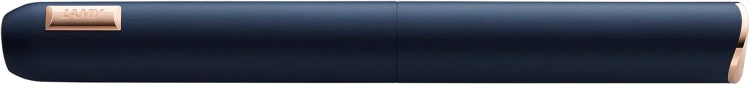 LAMY dialog cc Fountain Pen 081 in Matte Blue Lacquer Finish with Twist Mechanism 14 Carat Bi-Colour Rose Gold Nib in B Includes 5 Packet Lamy T 10 Blue Cartridge Converter Z 27 and Leather Case