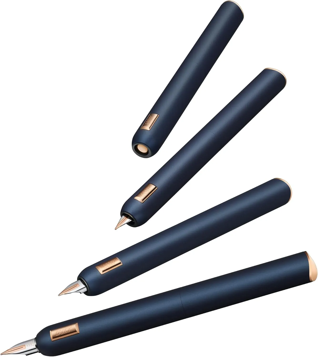 LAMY dialog cc Fountain Pen 081 in Matte Blue Lacquer Finish with Twist Mechanism 14 Carat Bi-Colour Rose Gold Nib in B Includes 5 Packet Lamy T 10 Blue Cartridge Converter Z 27 and Leather Case