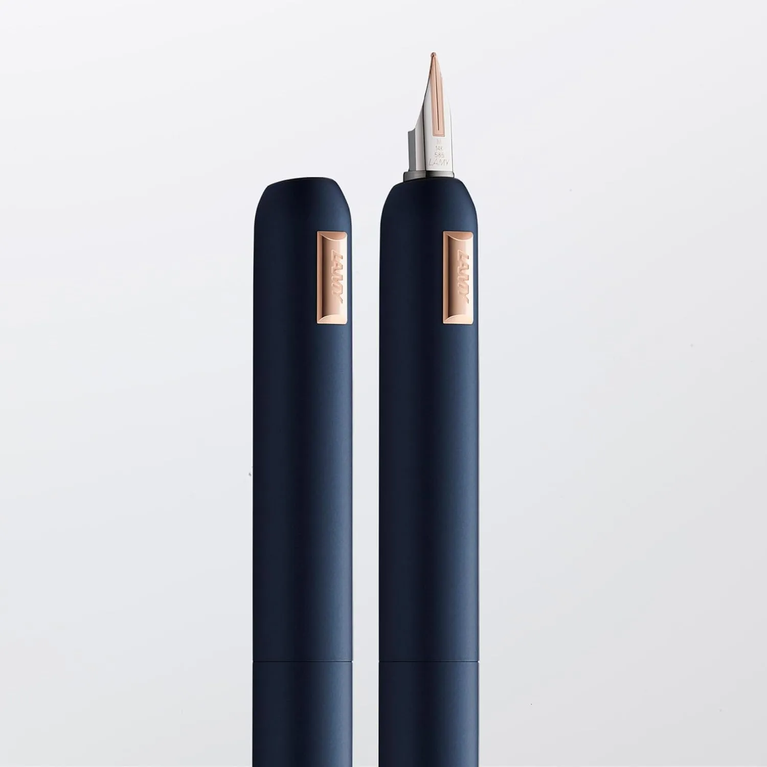 LAMY dialog cc Fountain Pen 081 in Matte Blue Lacquer Finish with Twist Mechanism 14 Carat Bi-Colour Rose Gold Nib in B Includes 5 Packet Lamy T 10 Blue Cartridge Converter Z 27 and Leather Case