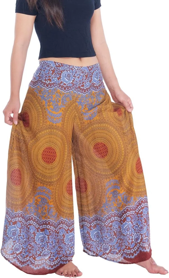Lannaclothesdesign Palazzo Pants for Women Wide Leg Boho Harem Yoga Pants S M L XL Sizes
