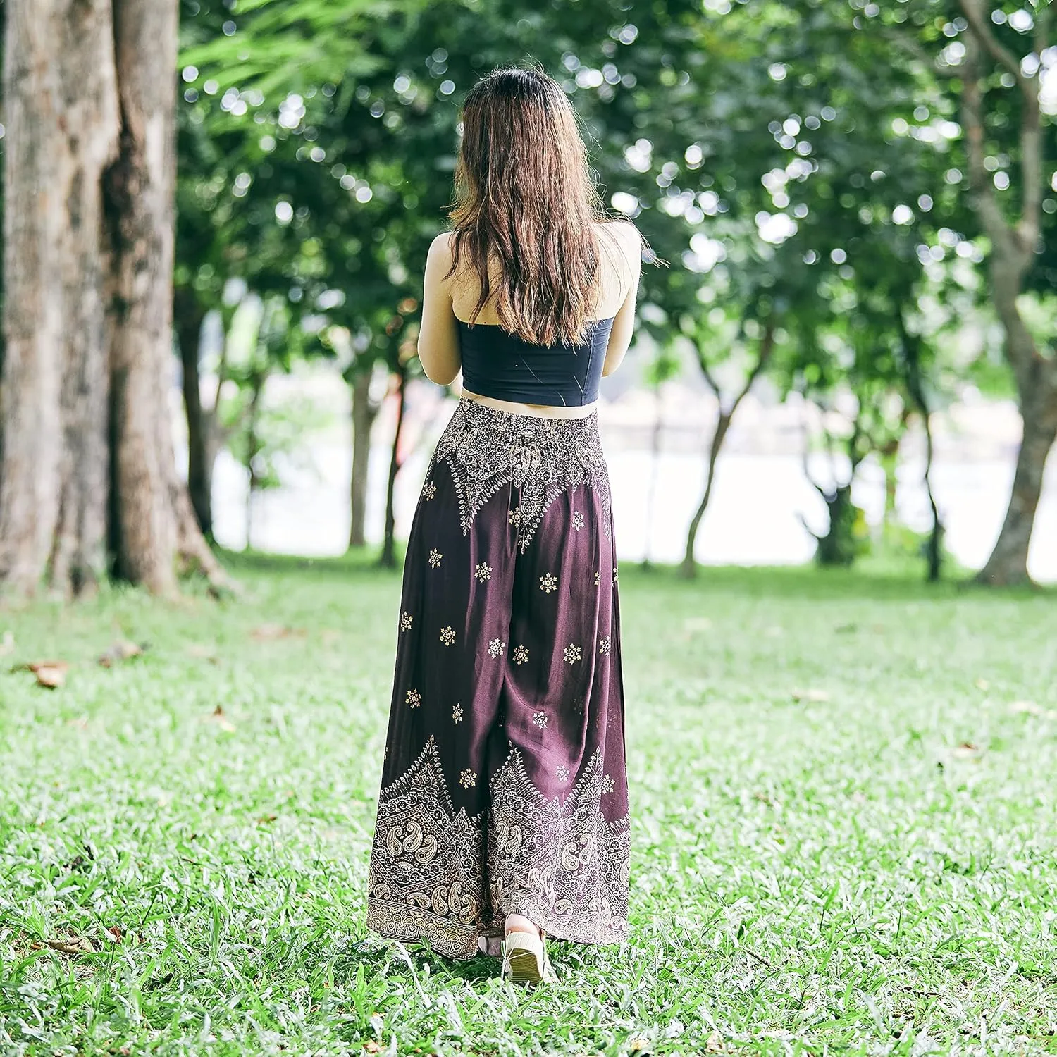 Lannaclothesdesign Palazzo Pants for Women Wide Leg Boho Harem Yoga Pants S M L XL Sizes