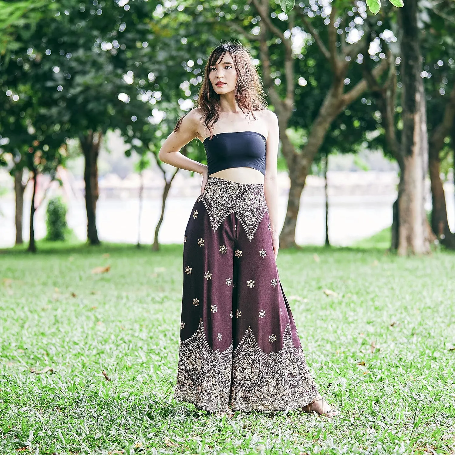 Lannaclothesdesign Palazzo Pants for Women Wide Leg Boho Harem Yoga Pants S M L XL Sizes