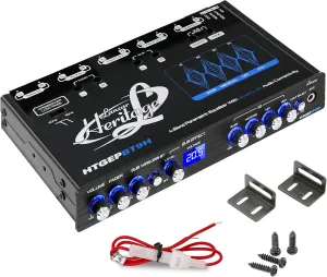 Lanzar 4 Band Parametric Equalizer - Wireless Streaming, Half Din Size, Rotary Fader, Input Gain Adjustments, Sub Output Volume/Sweep Control, Low Pass Crossover, 18 dB Boost, Blue Light Illumination