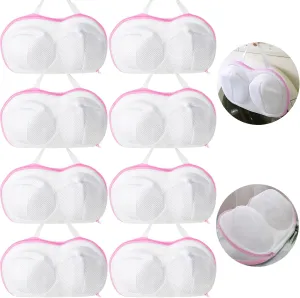 Large Bra Washing Bags for Laundry - 8 PCS, Lingerie Bag Underwear Brassiere Washing Bags with Zipper for Women Laundry Storage (Large-Pink 8 pack)