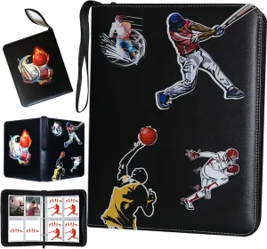 Large-Capacity Sports Card Binder with 4 Pockets and 50 Sleeves Fits 400 Cards, Perfect for Baseball, Football, Basketball, Hockey, Yu-Gi-Oh and MTG Card Games