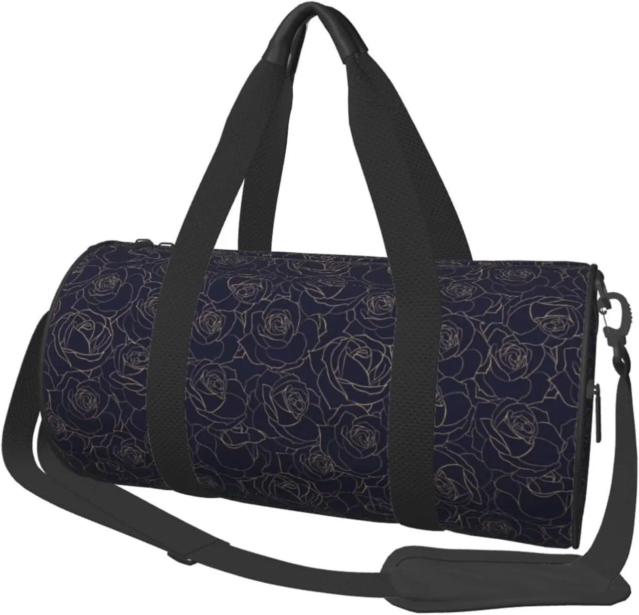 Large Duffle Bag for Travel - Copper-Gold Gloss Outline Rose1 Gym Bag for Women Men, Foldable Travel Bags for Women Men with Zippered Multiple Pockets