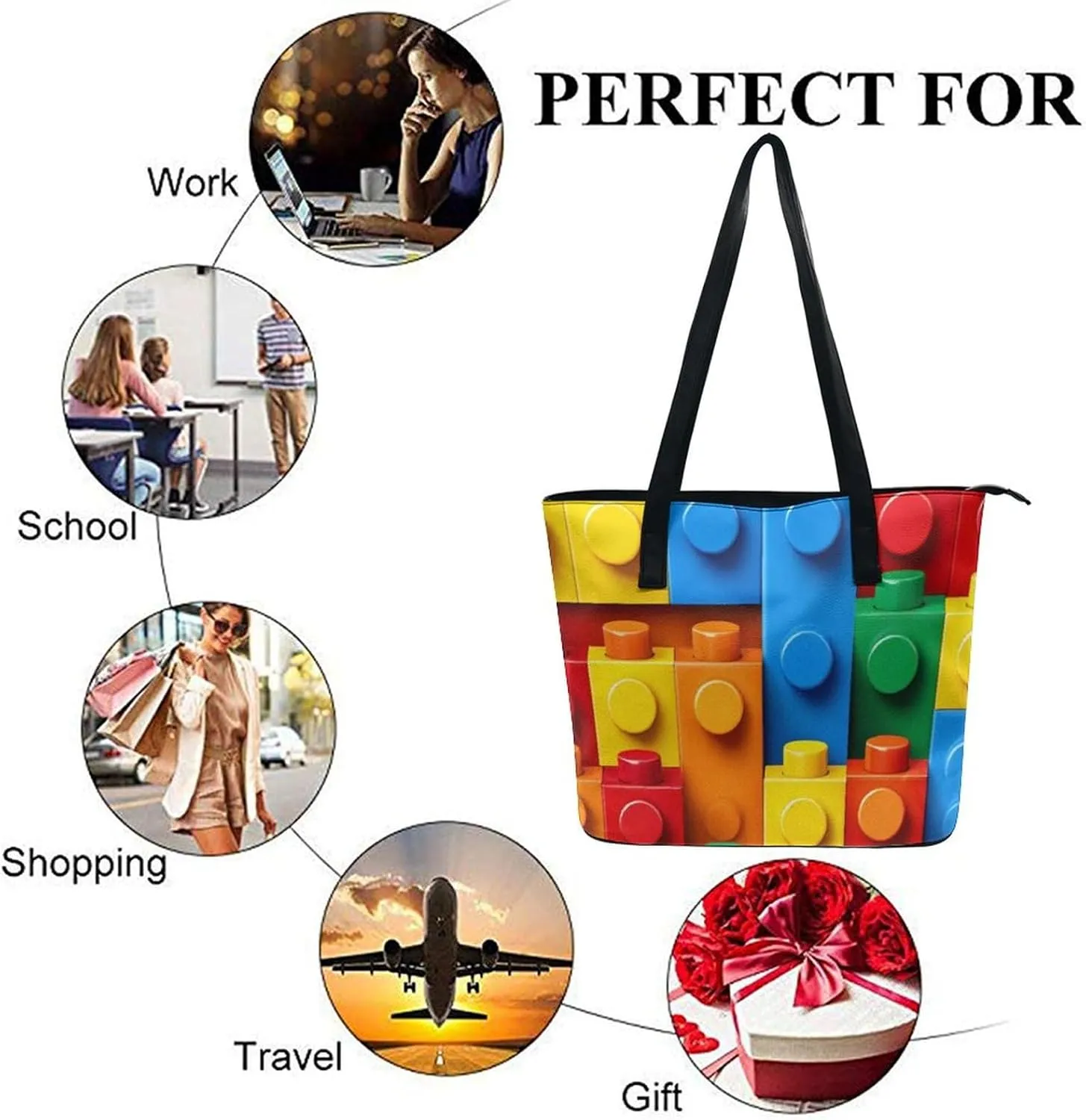 Large Leather Tote Bag Travel Work Daily Essentials Handbag For Women Men