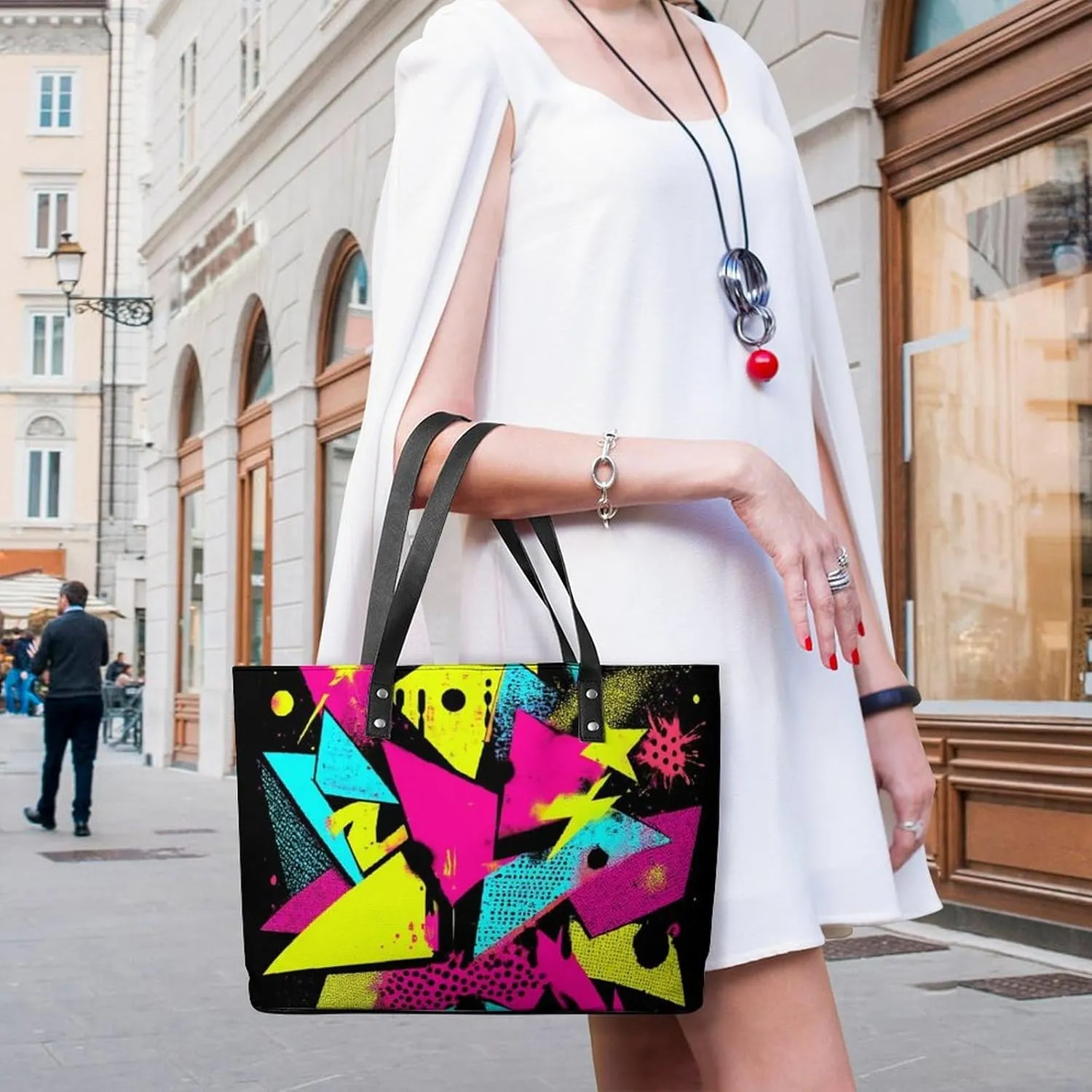 Large Leather Tote Bag Travel Work Daily Essentials Handbag For Women Men