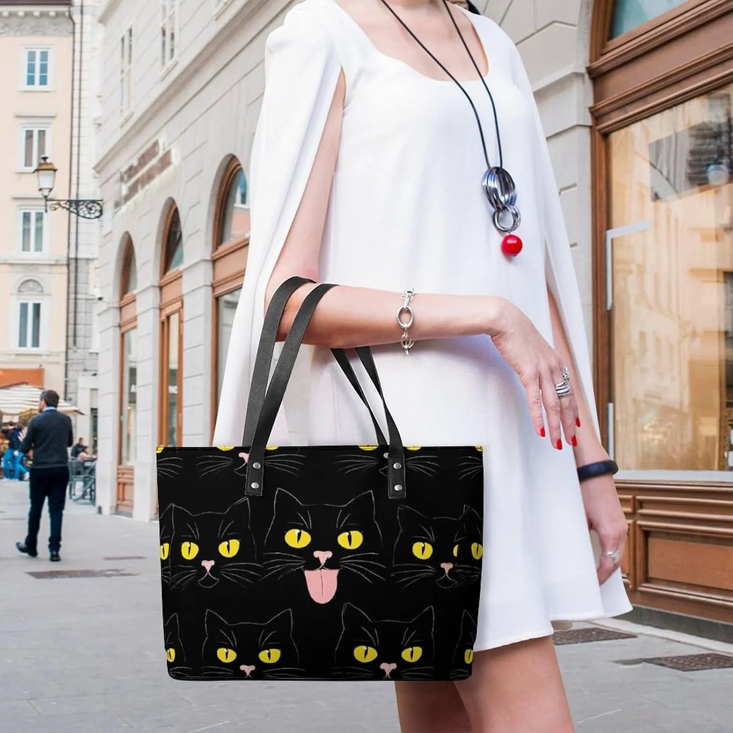 Large Leather Tote Bag Travel Work Daily Essentials Handbag For Women Men