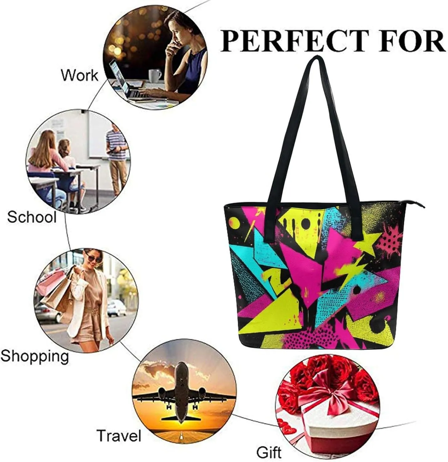Large Leather Tote Bag Travel Work Daily Essentials Handbag For Women Men