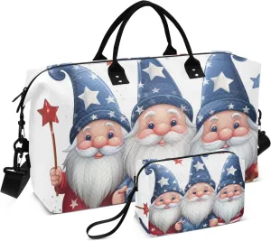 Large Travel Duffel Bag Sports Tote Gym Bag Overnight Weekender Bags America Gnome Dwarf Carry On Luggage with Toiletry Bags