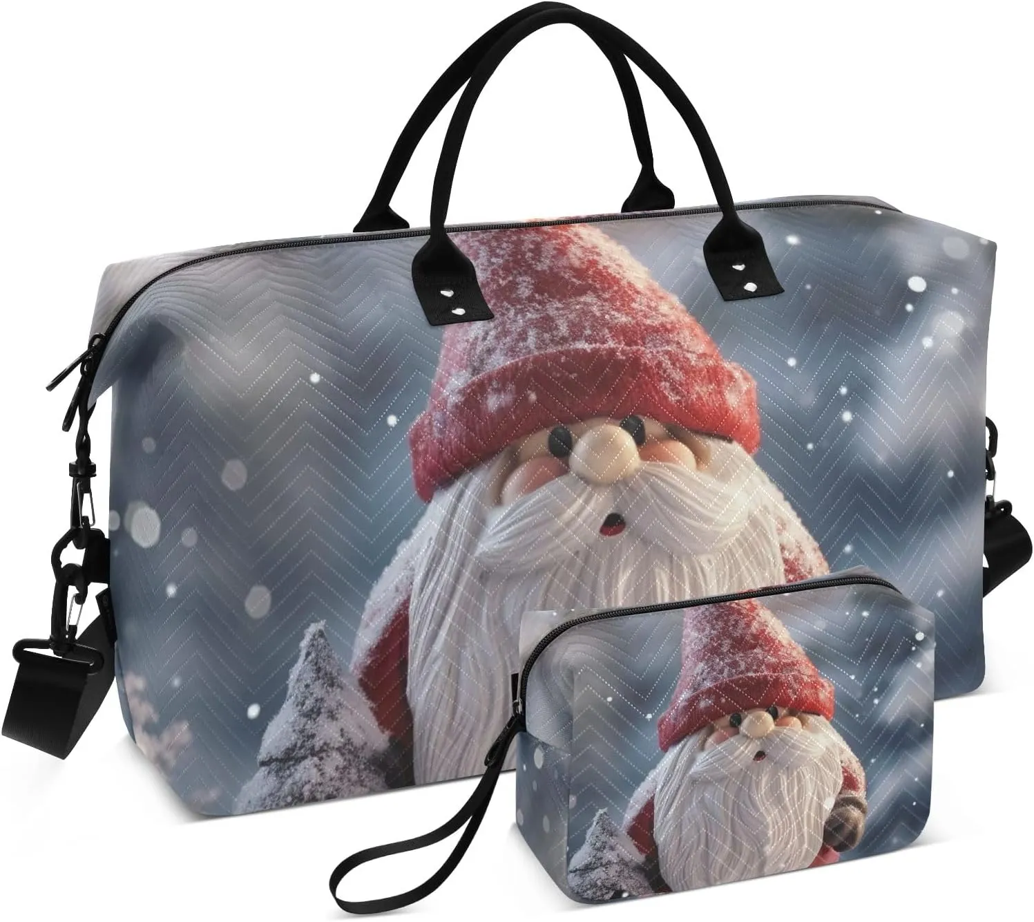 Large Travel Duffel Bag Sports Tote Gym Bag Overnight Weekender Bags Gnome Snow Dwarf Carry On Luggage with Toiletry Bags
