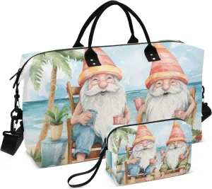 Large Travel Duffel Bag Sports Tote Gym Bag Overnight Weekender Bags Gnome Summer Dwarf Carry On Luggage with Toiletry Bags